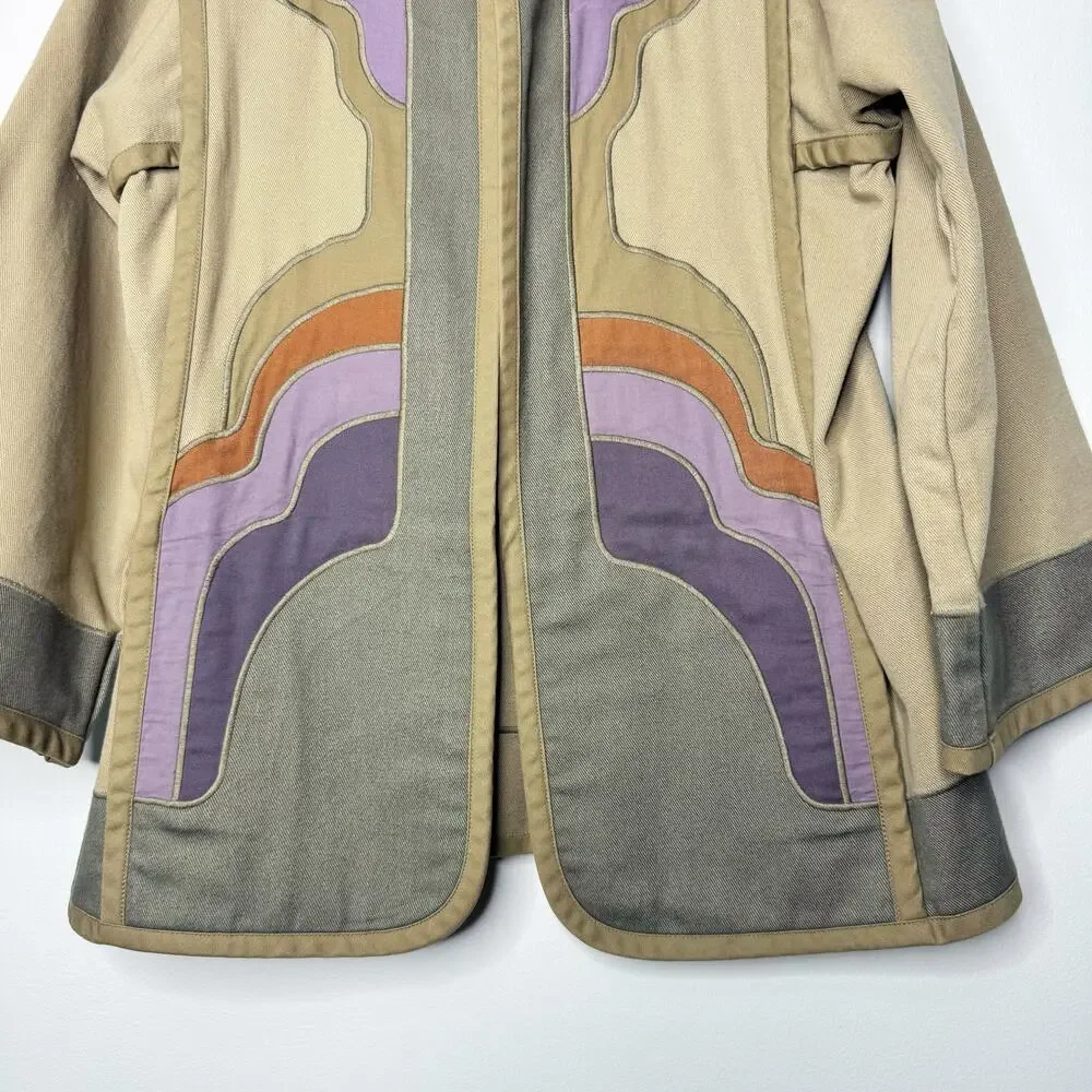 Vintage G Girvin Jacket Wearable Art Reversible Applique Boho Cotton Large